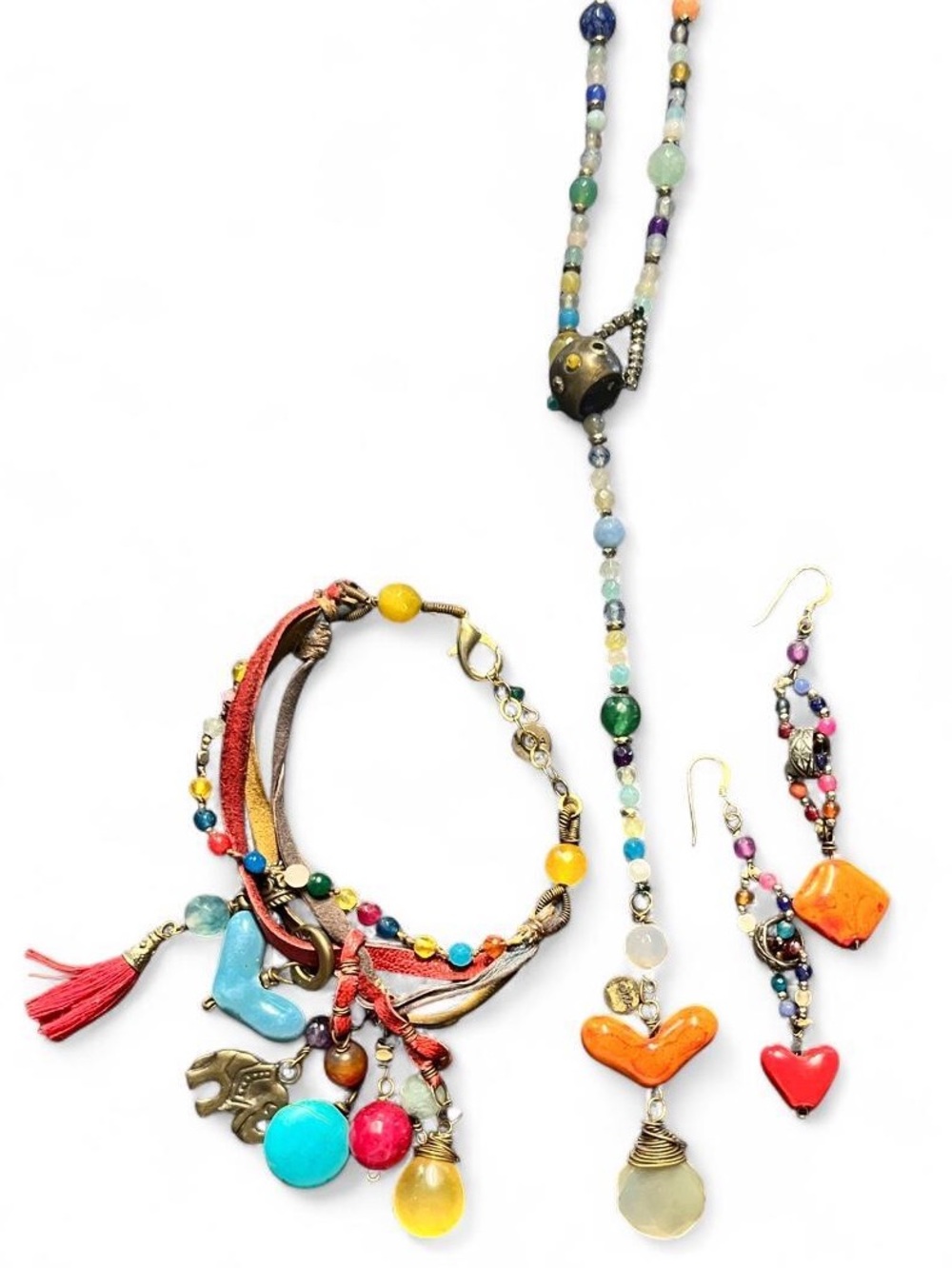 Hippie Beach Handcrafted Glass/Ceramic/Leather Jewlery Set